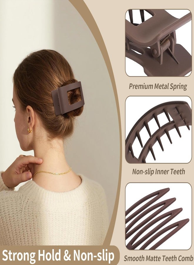 Mandydov 8 Pcs Large Flat Hair Clips for Women, Non-slip Big Square Matte Hair Claw Clips - Image 3